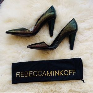 Rebecca Minkoff Heels Black Petrol Grid Leather